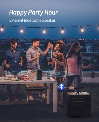 Mini Projector, ELEPHAS DLP Portable Projector with WiFi and Bluetooth, 1080P Outdoor Pocket Rechargeable Wireless Projector for Camping Compatible with iPhone, Android, PS4(Bag and Tripod included) 6