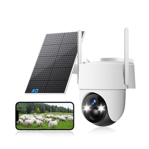 Apone 4G LTE Cellular Solar Security Camera, No WiFi Security Camera, 360° View, 2K Color Night Vision, Motion Detection, 2 Way Audio, Motion Alerts, Built in SIM Card for Jobsite Dock Garage Barn