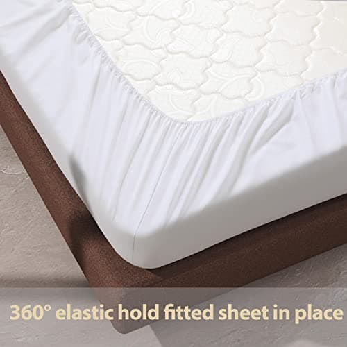100% Egyptian Cotton Fitted Sheet Full Size White, 600 Thread Count, 8-16" Deep Pocket Sheet, Soft & Elastic Sateen Weave Bottom Sheet for Hotel & Home (White, 1 Pack Fitted Sheet Only, Full) 6