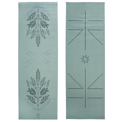 Ascend Yoga Mat with Alignment Marks - Premium 6mm Thick, 72" x 24" Reversible Exercise Mat - Non Slip, Tear Resistant, Workout Mats for Pilates, Home, Studio, Gym, Floor Stretching - Sage Haven - Printed