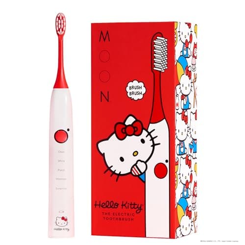 MOON x Hello Kitty Sonic Electric Toothbrush for Adults & Teens, 5 Smart Modes, Clean, White, Massage, Polish & Sensitive, Rechargeable, Travel Case, 2 Brush Heads, Industry-Leading 6 Week Charge