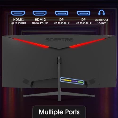 Sceptre 30-inch Curved Gaming Monitor 21:9 2560x1080 Ultra Wide/ Slim HDMI DisplayPort up to 200Hz Build-in Speakers, Metal Black (C305B-200UN1) 8