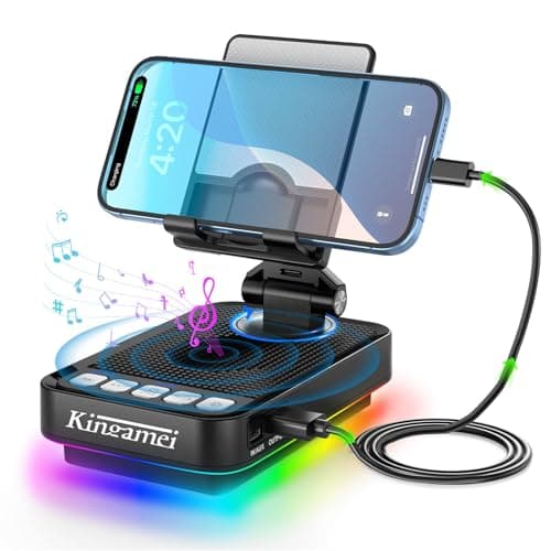 Kingamei Gift for Men Women, 4 in1 Call Phone Stand with Wireless Bluetooth Speaker and Power Bank (5000mAh) & Colorful Ambient Light, Charging Bank for iPhone/Android, Birthday Gifts for Dad Mom