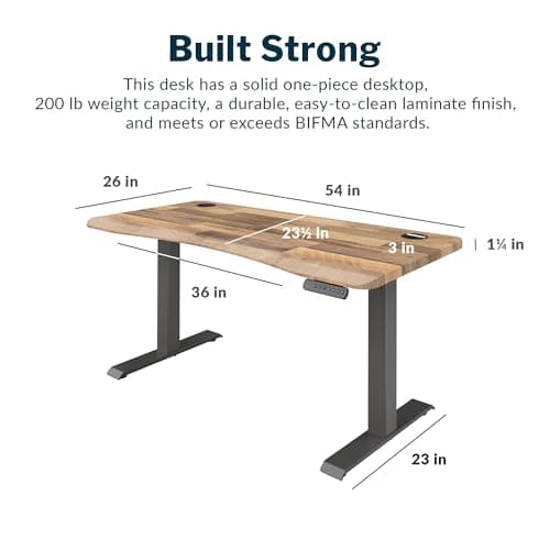 Vari Ergo 54x26 Electric Standing Desk + Height Adjustable Sit-Stand Desk + Curved Waterfall Edge, 4 Memory Settings, Quick Assembly, Cable Management, 200 lb Capacity – Reclaimed Wood (2 Boxes) 6