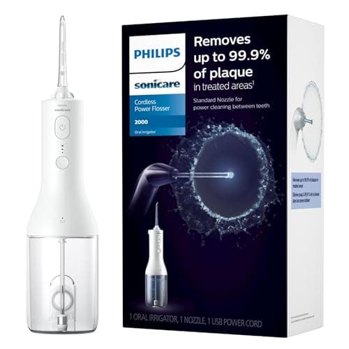Philips Sonicare Water Flosser Cordless – Rechargeable Power Dental Waterflosser for Teeth, Portable Oral Irrigator with 3 Intensity Settings, 360° Rotating Nozzle – (White)