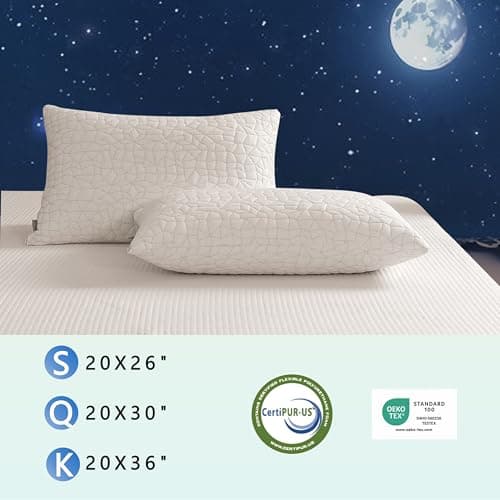 RGTIME Shredded Memory Foam Pillows - Queen Size Set of 2,Adjustable Bed Pillows for Side Back Stomach Sleepers,Comfy Pillows for Sleeping with Washable Cover 5