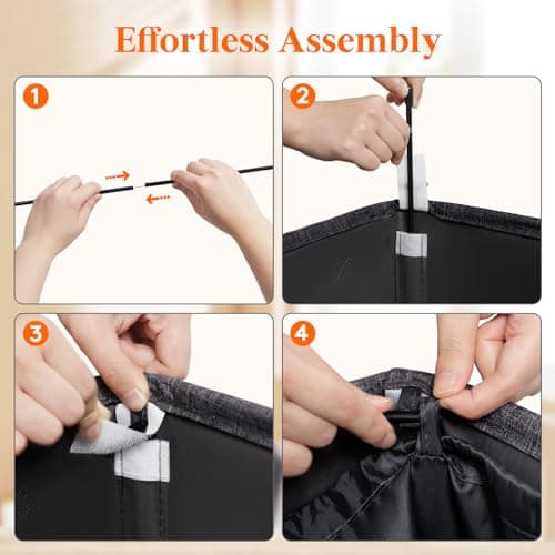 Lifewit 100L Laundry Hamper with Lid, Large Laundry Basket with Lid Handles and 2 Removable Bags, Tall Foldable Dirty Clothes Hamper for Laundry Room, Bathroom, Dorm, Bedroom, Dark Gray 6