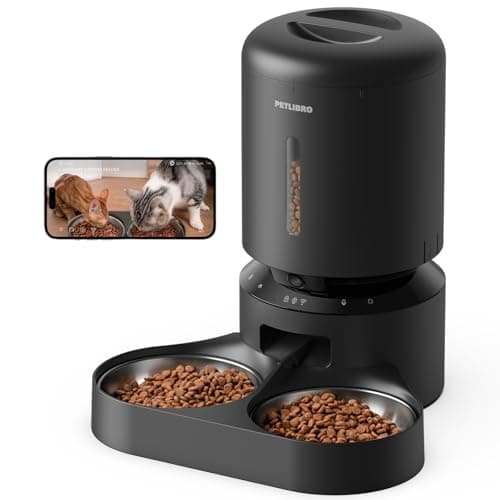 PETLIBRO Automatic Cat Feeder with Camera for Two Cats, 1080P HD Video with Night Vision, 5G WiFi Pet Feeder with 2-Way Audio for Cat & Dog, Low Food & Motion & Sound Alerts, Dual Tray, Black 5L