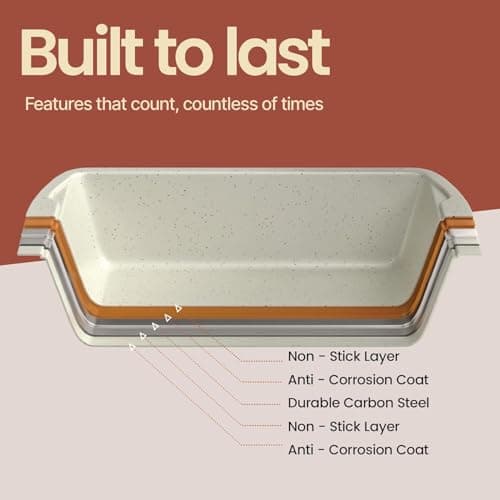 Nonstick Loaf Pan Set Pack of 4, Carbon Steel 11" Large Baking Bread Pan, Oven Safe Up to 450°F, PFOA, PFOS, PTFE Free, Space Saving Stackable Design, Stain Resistant, Dishwasher Friendly,White Marble 8