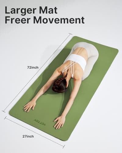 YOTTOY Yoga Mat,Non-Slip Hot Yoga Mat with Anti-Tear Design and Friendly Natural Rubber Mat with Strap and Bag (Green) 6
