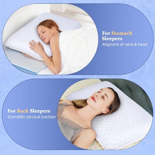 SofGlowly Ultra Thin Flat Pillows for Sleeping, Cooling Memory Foam Pillow 2.75 inch Height Ultra Thin Pillow,Slim Bed Pillows for Stomach Back Sleeper,Standard Size -16x25 Inch 5
