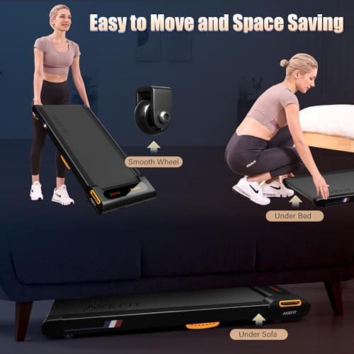 AXEFIT Under Desk Treadmill, Quiet 2 in 1 for Walking & Jogging, 2.5HP Portable with Remote Control, LED Display 8
