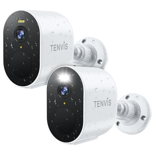 TENVIS Security Camera Wireless, 2K 4MP HD Surveillance Camera for Home/Outdoor, 2.4G WiFi, 33ft Color Night Vision, IP65 Weatherproof, 2-Way Voice, Perfect for Yard & Driveway (2 Pack) White