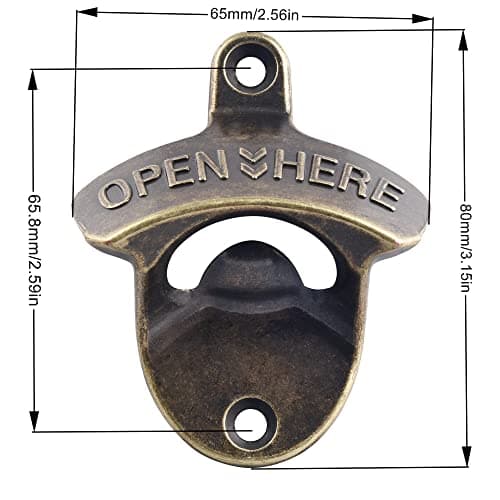 HAIICEN Magnetic Wall Mount Bottle Cap Opener OPEN HERE, Rust-free Screw in Wall Beer Top Opener Old Time (4 PCS) 5