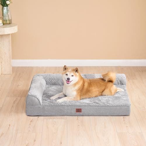 EHEYCIGA Orthopedic Dog Bed Medium Size Dogs, Memory Foam Dog Bed with Washable Removable Cover, Waterproof Pet Sofa Couch for Crate with Nonskid Bottom, 30x20x6, Grey 8