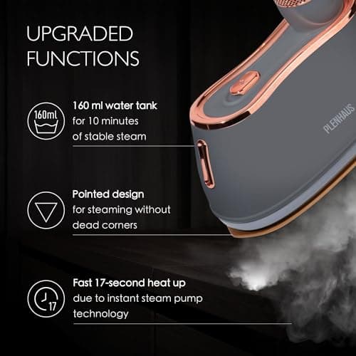 Professional Garment Steamer for Clothes 2 in 1, High Steam Volume 20g/min for Powerful Wrinkle Removal, Leak Proof, 120v, 1000w 5
