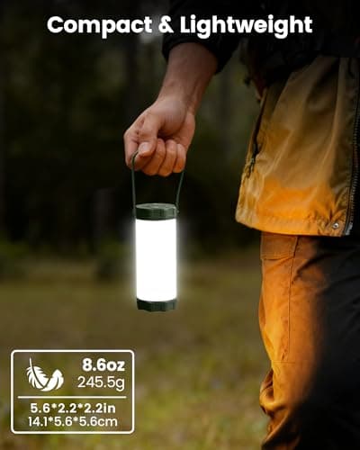 Glocusent 106 LED Camping Lights, Up to 80Hrs, 5000mAh Camping Lantern Rechargeable with 5 Brightness 3 Modes & SOS, IP68 Waterproof, Max 1200LM, Lanterns for Power Outages Hiking Emergency Hurricane 7