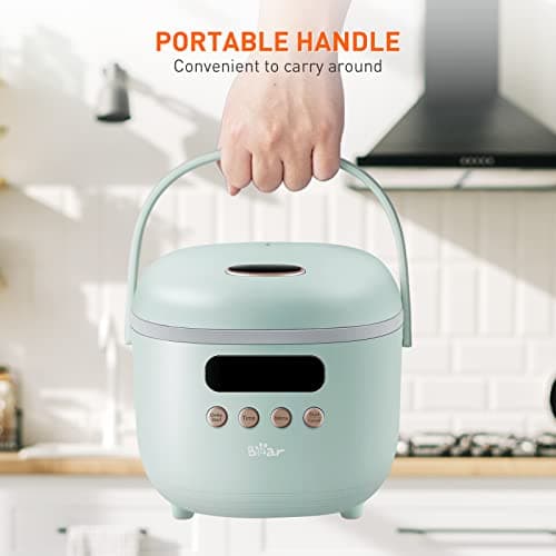 Bear Rice Cooker 4 Cups (UnCooked), Rice Cooker Small, 6 Cooking Functions, Advanced Fuzzy Logic Micom Technology, 24 Hours Preset Keep Warm, for White/Brown Rice Quinoa Oatmeal Soup Cake, 2L Green 9