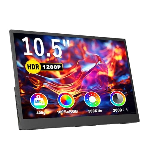 Portable Monitor for Laptop, 10.5" Screen Extender 1920x1280P IPS Travel Monitor 3:2, 500nits, 2000:1, w/45° Adjustable Stand, Standard HDMI USB-C Computer Display for Laptop PC Phone Mac PS4 Xbox