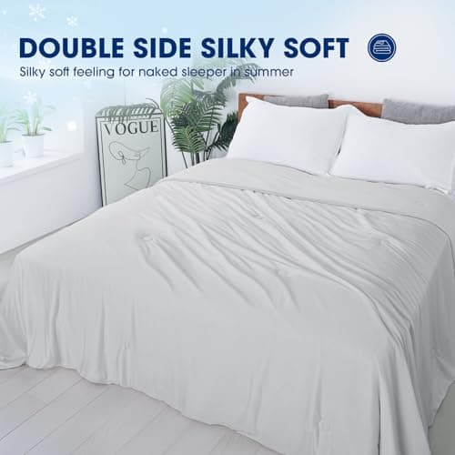 DOPEDIO Cooling Comforter Twin/Twin XL Size, Cooling Blankets for Hot Sleepers and Night Sweats Summer Comforter, Breathable Soft Silk Smooth Lightweight(Grey,68"x90") 5