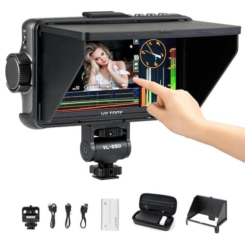 VILTROX 5.5 Inch 1200nits 4K 10bit HDMI Field Monitor, Touchscreen 3D LUT Portable Video Kit With Battery, On-Camera RGB Parade Histogram Waveform Focus Assist (DC-550 Pro)
