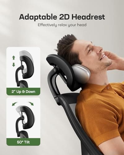 Marsail Ergonomic Mesh Office Chair High Back Desk Chair Adjustable Lumbar Support with Headrest Flip-Up Liftable Arms Swivel Computer Task Chair for Big and Tall People 6