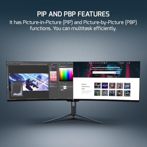 GAMEPOWER 49 inch Curved Ultrawide Gaming Monitor, 1Ms, 144Hz Refresh Rate, 32:9, WDFHD, 3840 x 1080P, R1800, 99% sRGB, HDR400, DisplayPort, HDMI, FreeSync, Gsync, Height - Tilt Adjustable 6