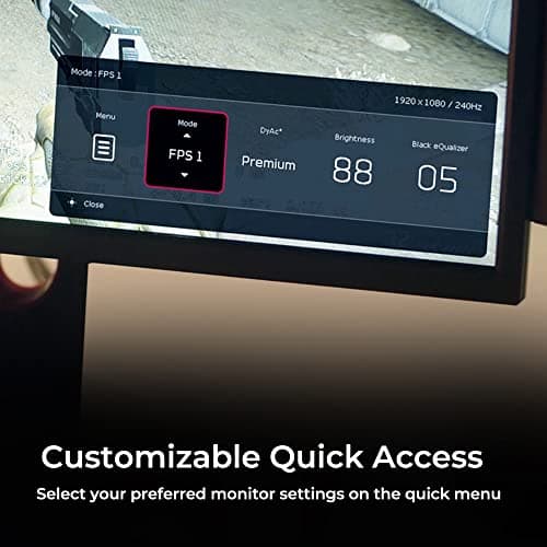 BenQ Zowie XL2540K 24.5-inch 240Hz Gaming Monitor 1080P 1ms Smaller Base Flexible Height & Tilt Adjustment XL Setting to Share Customizable Quick Menu Black Equalizer Color Vibrance 6