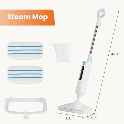 Sweetcrispy Steam Mop for Floor Cleaning,Lightweight Floor Steamer Cleaner for Hardwood/Tile/Laminate Floors Carpet, 2 Washable Pad, Light Green 7