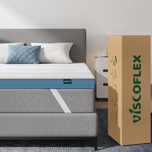 VISCOFLEX Full Size Mattress Topper 4 Inch, Pressure-Relieving Firm Bed Topper Gel Memory Foam with Ultra Soft Cover, Certipur-Us & Oeko-Tex Certified, Blue 7