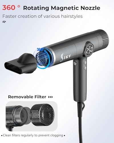 Travel Hair Dryer with Diffuser, 110V-240V Dual Voltage High-Speed Ionic Hair Dryers, 2200W Fast Drying, Lightweight, Low Noise, No Hair Damage 6