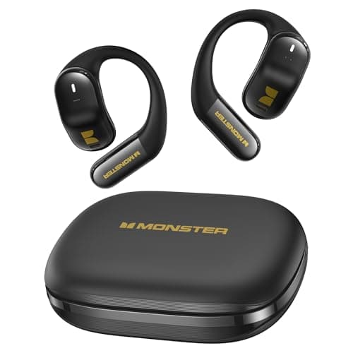 Monster Open Ear AC326 Headphones, Bluetooth 6.0 Wireless Earbuds with Dual-Mic Clear Calls, Air Conduction Headphones with Ear Hooks, Spatial Audio, Snug Fit, 35H Playtime, IPX5 for Sports, Black
