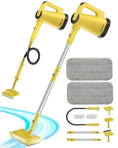 SINOCHIP Steam Mops for Floor Cleaning, with 7-in-1 Attachments, 13OZ Water Tank, 23ft Power Cord, Detachable Handheld Steamer for Cleaning Hardwood, Tile, Glass, and Ironing