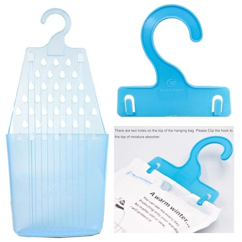 Wisesorb Moisture Absorber Packets with Plastic Case & Hook, Odor Eliminator, Leak Proof, Fragrance Free, Humidity Packs, Hanging Closet Dehumidifier Bags, Moisture Absorber (4 Packs) 7