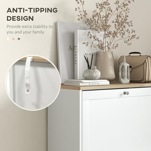 HOMCOM Shoe Storage Cabinet with 3 Flip Drawers, Wooden Freestanding Shoe Organizer with Adjustable Shelves for Entryway, Hallway, White 7