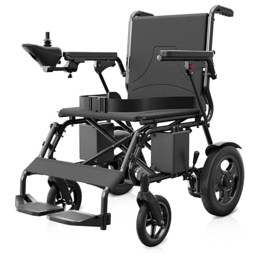 POWET Electric Wheelchairs for Adults, Foldable Lightweight Power Wheelchair, 500W Dual Motors, 15 Miles Longer Range, All Terrain Portable Motorized Wheelchair for Seniors Support 350 lbs