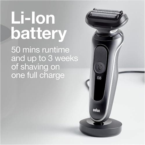 Braun Electric Razor for Men, Waterproof Foil Shaver, Series 5 5050cs, Wet & Dry Shave, with Beard Trimmer and Body Groomer, Rechargeable, Charging Stand Included, Blue 7