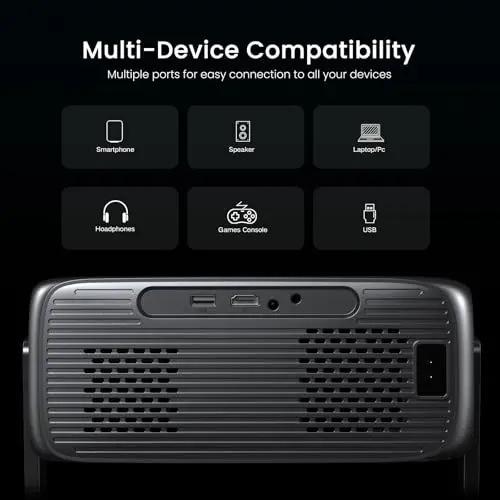 2000 ANSI Official Licensed Google TV Outdoor Projector 4K Decoding, Smart Projector with Wifi and Bluetooth, Auto Focus, Dolby Sound, Built-in Apps, HAPPRUN Indoor Home Theater with 270° Stand 9