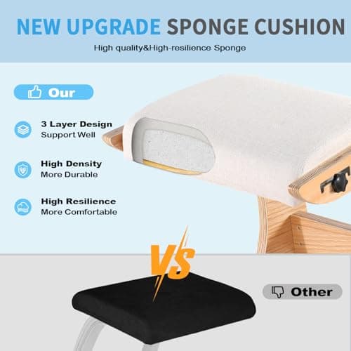 Adjustable Kneeling Chair, Wooden Ergonomic Chair Knee Chair Posture Chair - Improve Your Posture with an Angled Seat for Home,Office (Wood Color+ Pads) 6