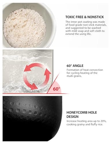 Toshiba Rice Cooker 6 Cup Uncooked – Japanese Rice Cooker with Fuzzy Logic Technology, 7 Cooking Functions, Digital Display, 2 Delay Timers and Auto Keep Warm, Non-Stick Inner Pot, White 7