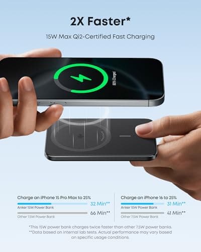 Anker Nano Power Bank, Ultra-Slim 5,000mAh Magnetic Battery Pack, Qi2 Certified 15W Max Ultra-Fast MagSafe-Compatible Portable Charger, Ergonomic Design, for iPhone 16/15/14/13/12 Series Only 4