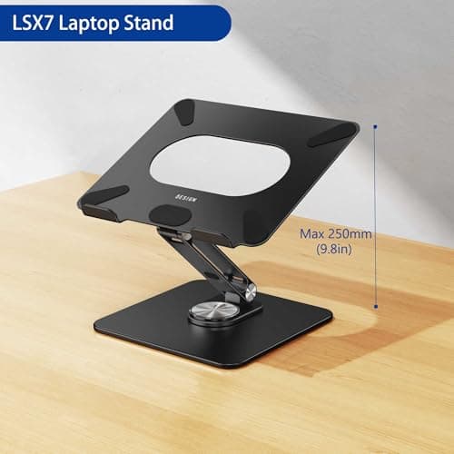 BESIGN LSX7 Laptop Stand with 360 Rotating Base, Ergonomic Adjustable Notebook Riser Holder Compatible with Air, Pro, Dell, HP, Lenovo More 10-15.6" Laptops (Black) 5