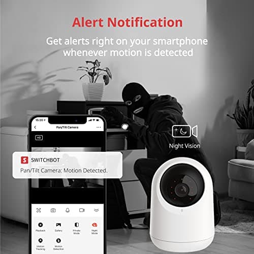 SwitchBot Baby Monitor Indoor Camera, 360-degree 1080P Pan Tilt Smart WiFi(2.4G) Pet Camera for Home Security with Motion Detection, Night Vision, Two-Way Audio, Works with Alexa & Google Assistant 5