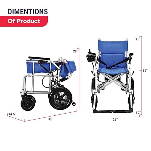 Klano KL20- Lightweight (Only 40lbs) Foldable Electric Wheelchair for Seniors - 2x250W Motor Power - Travel Size - Airline Approved - User Friendly - Long Range - 12 mi Cruise Range (Model3) 5
