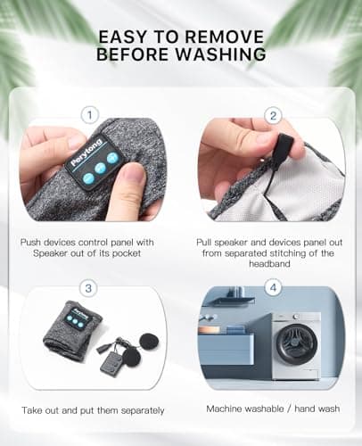 Perytong Sleep Headphones Wireless, Bluetooth Sports Headband Headphones with Ultra-Thin HD Stereo Speakers Perfect for Sleeping,Workout,Jogging,Yoga,Insomnia, Air Travel, Meditation (Grey) 9