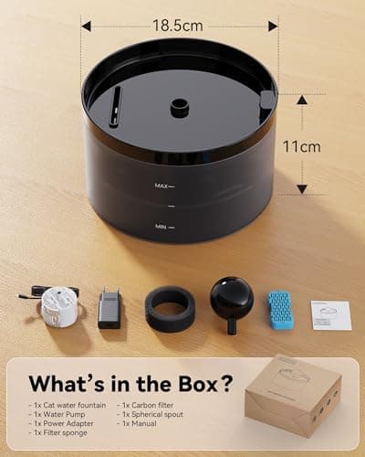 Cat Water Fountain: 67oz/2L Cat Fountain with Ball - Super Quiet Pet Water Fountain - Cat Fountain with Filter for Keeping Water Purified - Built-in Led Light Attracting Cats to Drink Water GOOSTOO 9