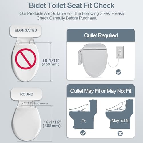 ZMJH ZMA102D Bidet Toilet Seat, Round Smart Unlimited Warm Water, Vortex Wash, Electronic Heated, Warm Air Dryer, Rear and Front Wash, LED Light, Need Electricity, White, (Round) 6