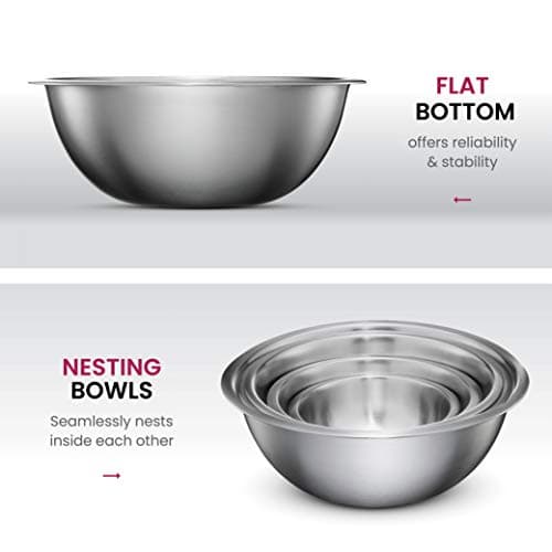 FineDine Stainless Steel Mixing Bowls (Set of 5) Stainless Steel Mixing Bowl Set - Easy To Clean, Nesting Bowls for Space Saving Storage, Great for Cooking, Baking, Prepping 7