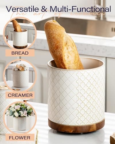 getstar Extra Large Rotating Utensil Holder for Kitchen Counter, 7.2" Ceramic Utensils Crocks Set for Countertop Large & Small Utensil Organizer for Spatula Farmhouse Kitchen Decor 5