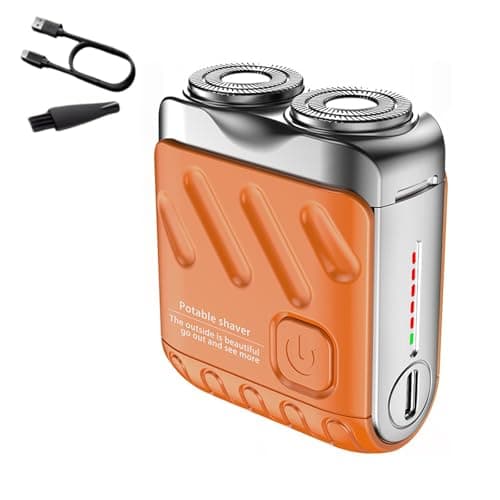 R-12 Luggage Electric Shaver, Mini Portable Beard Shaver, Suitcase Design, USB Rechargeable One-Button Long Lasting for Home Travel (Orange)